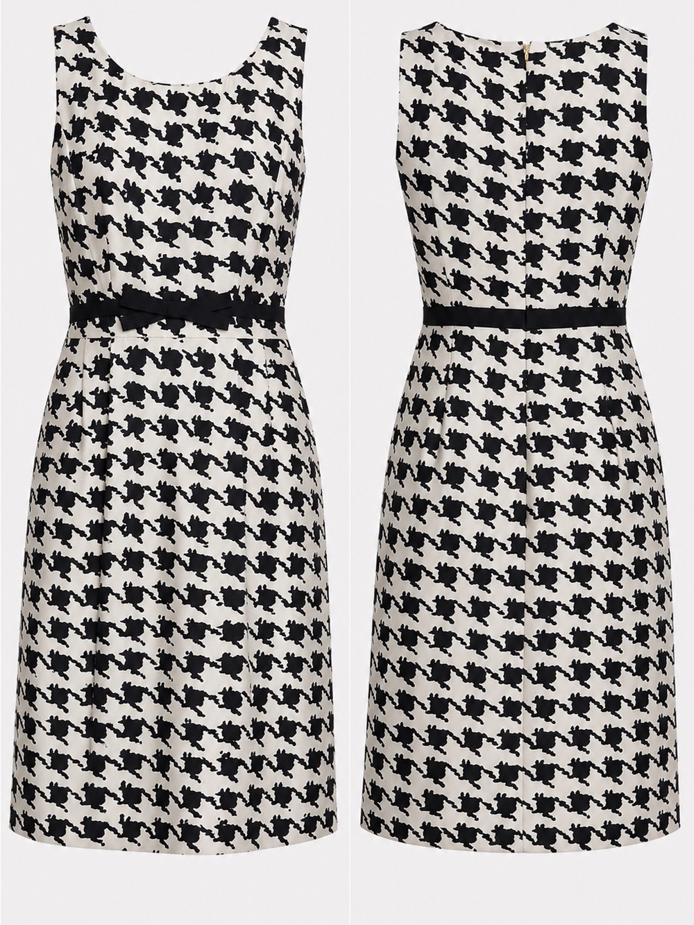 Kate Spade New York Silk Black & White Print Bow Waist Sheath Dress Size 0